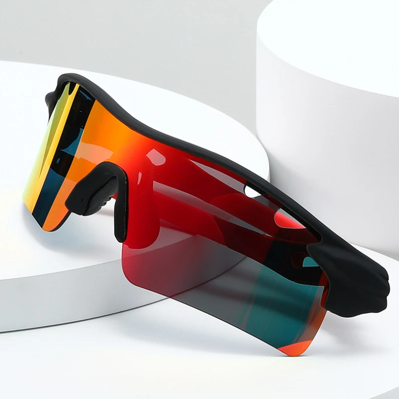 Coating Reflective Sports Sunglasses Men Women Retro Half Frame Mirrorred Lens UV400 Cycling Glasses Colorful Patchwork Shades