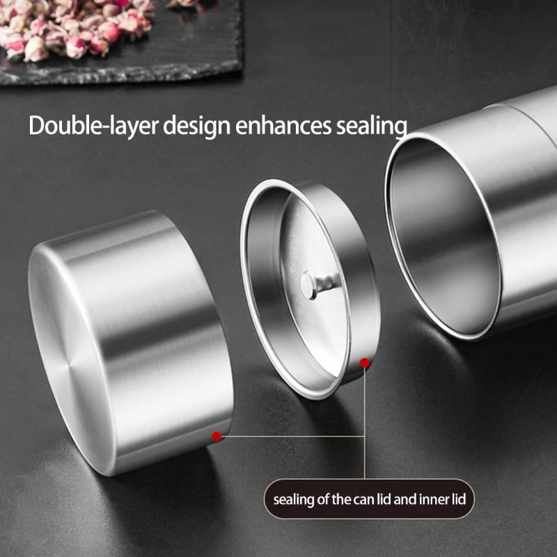 

Удобный для путешествий контейнер для чая из нержавеющей стали, двухслойная защита от влаги для кофе, кухонный инструмент для