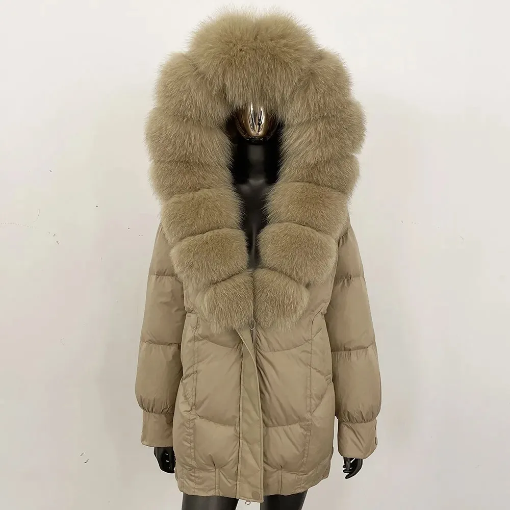 

Natural Real Fox Fur 90% White Goose Down Jacket Women 2025 New Winter Feather Parkas Fur Coat Casual Female Huge Puffer Jacket