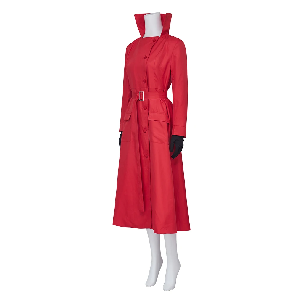 Carmen Sandiego Cosplay Costume Women's Red Uniform Outfits Halloween Carnival New Year Party Gown Detective Trench Suit