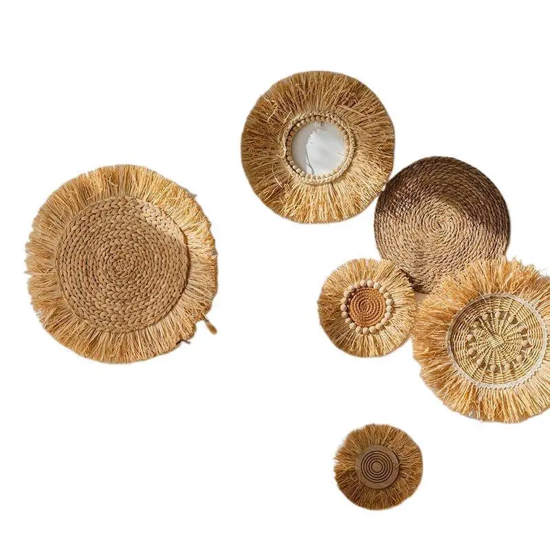 ديكور جدار لافيت منسوج على الطراز العرقي الطبيعي B & B ديكور حائط لخلفية الفندق معلق المعلقات لتزيين الحائط #1