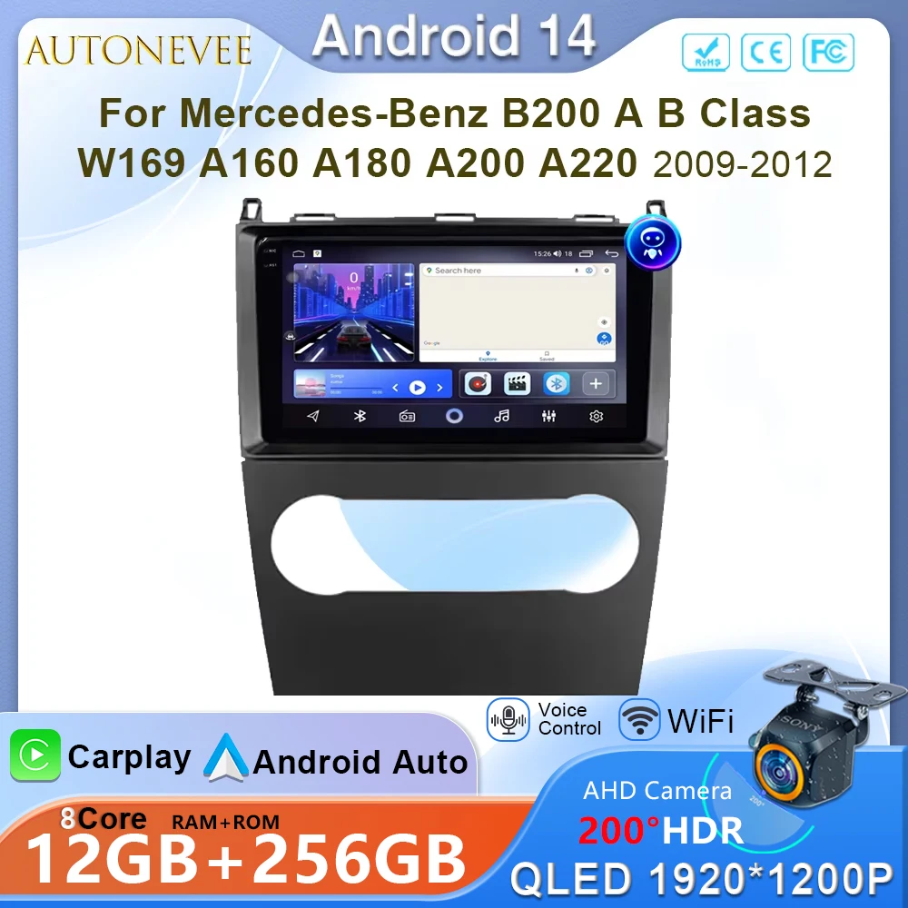 

Android 14 10‘’ For Mercedes-Benz B200 A B Class W169 A160 A180 A200 A220 2009-2012 Navigation GPS Car Multimedia Player No 2Din