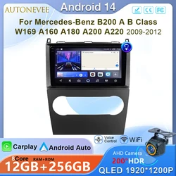 For Mercedes-Benz B200 A B Class W169 A160 A180 A200 A220 2009-2012 Android 14 GPS Navigation Car Multimedia Player No 2Din DVD