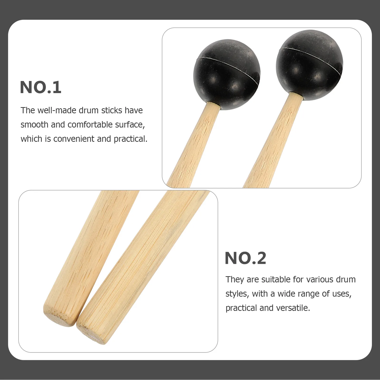 

2pcs Tongue Drum Mallets Stage Drumsticks Musical Instrument Percussion Tools Practice Drumstick For Beginners Durable