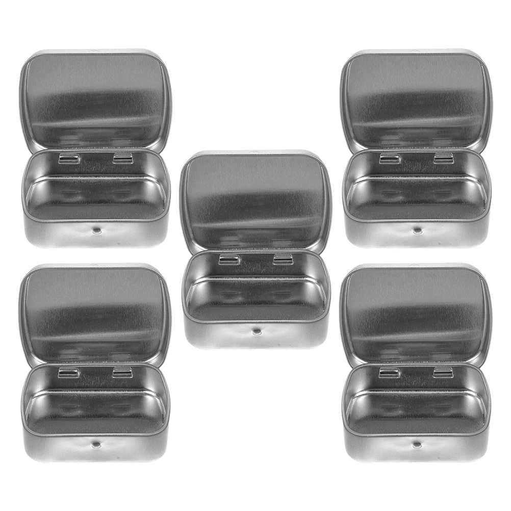 

5Pcs Mini Iron Tin Containers Portable Storage Box for Beads Jewelry Nail Art Small Metal Boxes Lid Compact ganizer