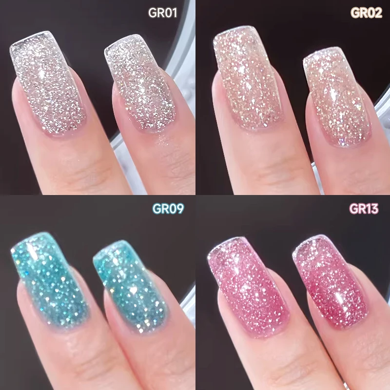 UR SUGAR 15ml Glass Reflective Glitter Gel Nail Polish Dark Flash Effect Spring Soak Off UV Gel Nail Art Varnish view 3
