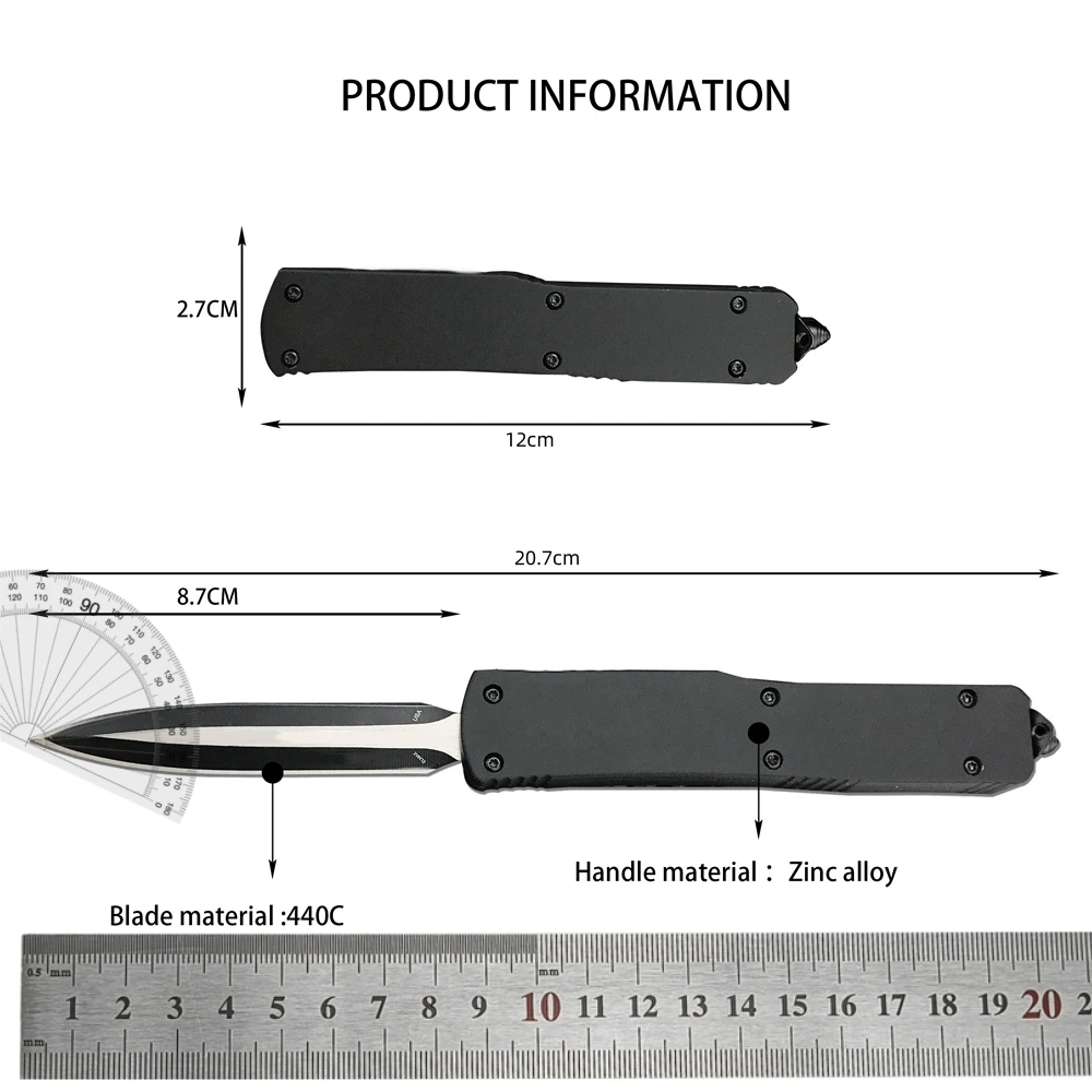 Mirco UT70 Pocket Folding Knife Outdoor Camping Tools 440C Blade Zinc Alloy Handle EDC Hiking Cutting Hunting Knives