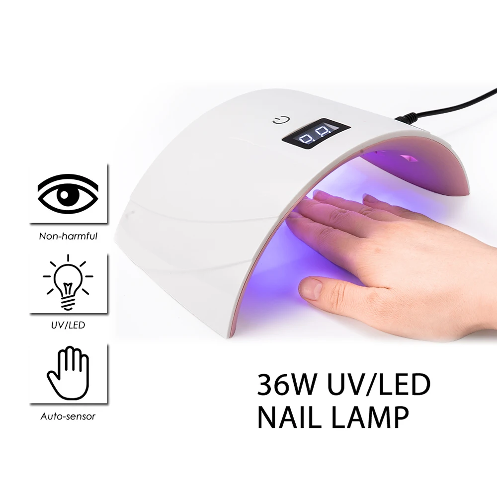 NAILCO 36W LED/UV Nail Lamp Infrared Sensing US/UK/EUPlug Gel Nail Polish Dryer Manicure Nail Art Tools Manicure Varnish 30s 60s