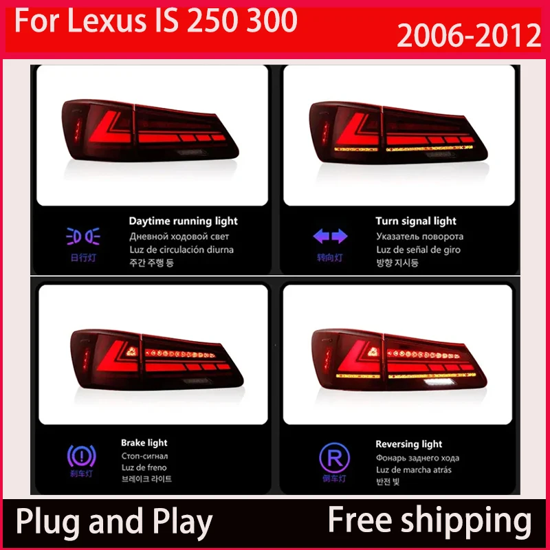 Car Taillights For Lexus IS 250 300 2006-2012 Tail Light Reversing Light Turn Signal Light LED Tail Light Auto Parts