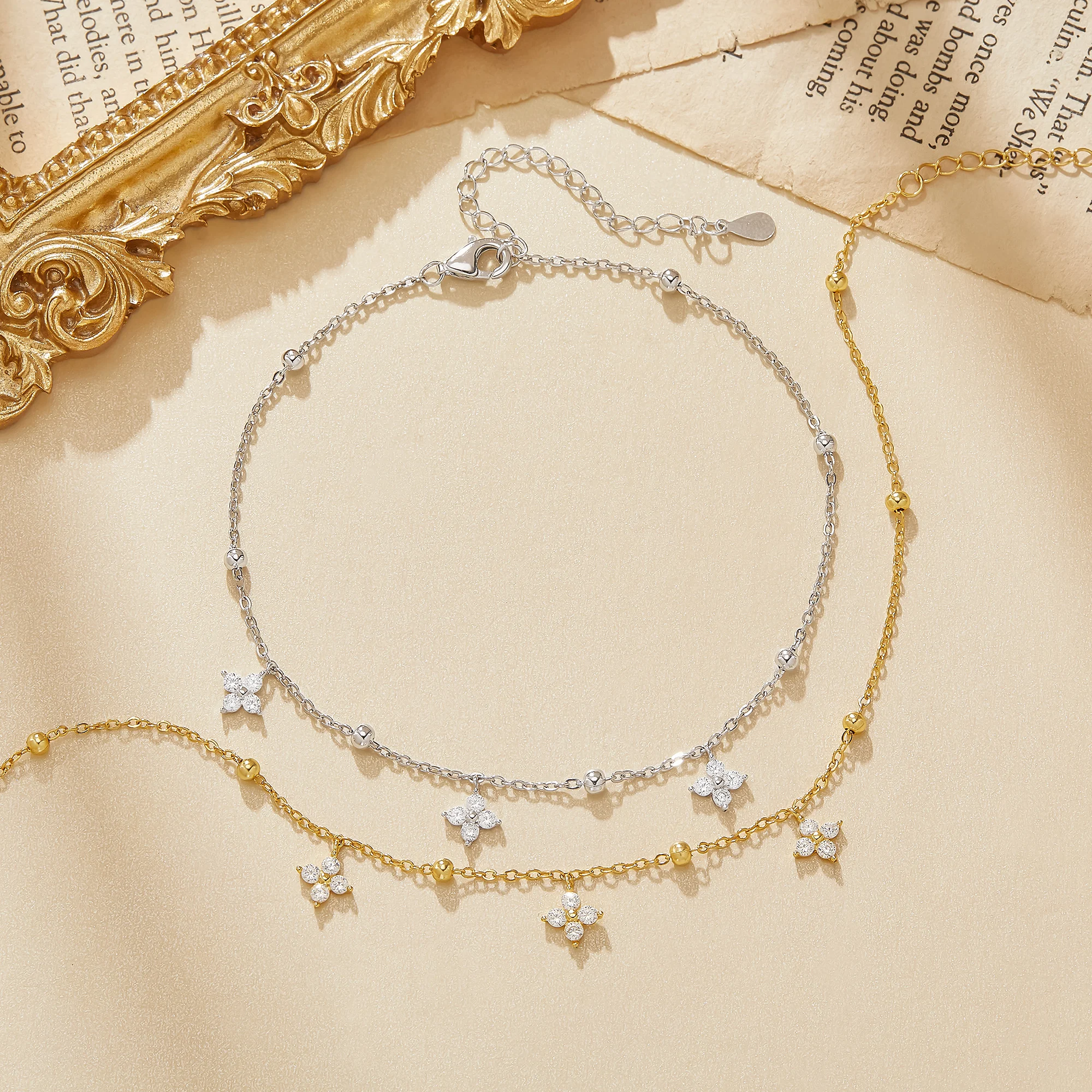 Minimalist CZ Stone Charm Anklet Bracelet 925 Sterling Sliver Dainty Plated Gold Adjustable Anklet Chain Birthday Gift 6690090