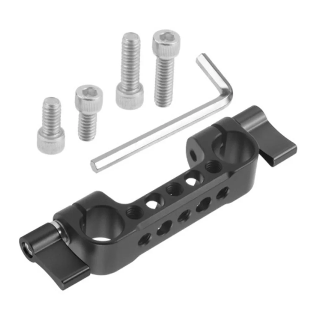 Lightweight Dual 15mm Rod Clamp Railblock with 1/4 Screw Holes for DSLR Camera Rod Shoulder Support for Follow Focus, A