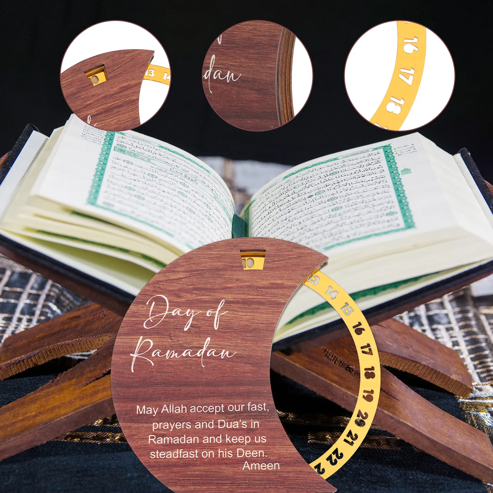 

Ramadan Mubarak Advent Calendar Wooden Eid Countdown Decorative Calendar Suitable for Home Office Desktop Ramadan Festival