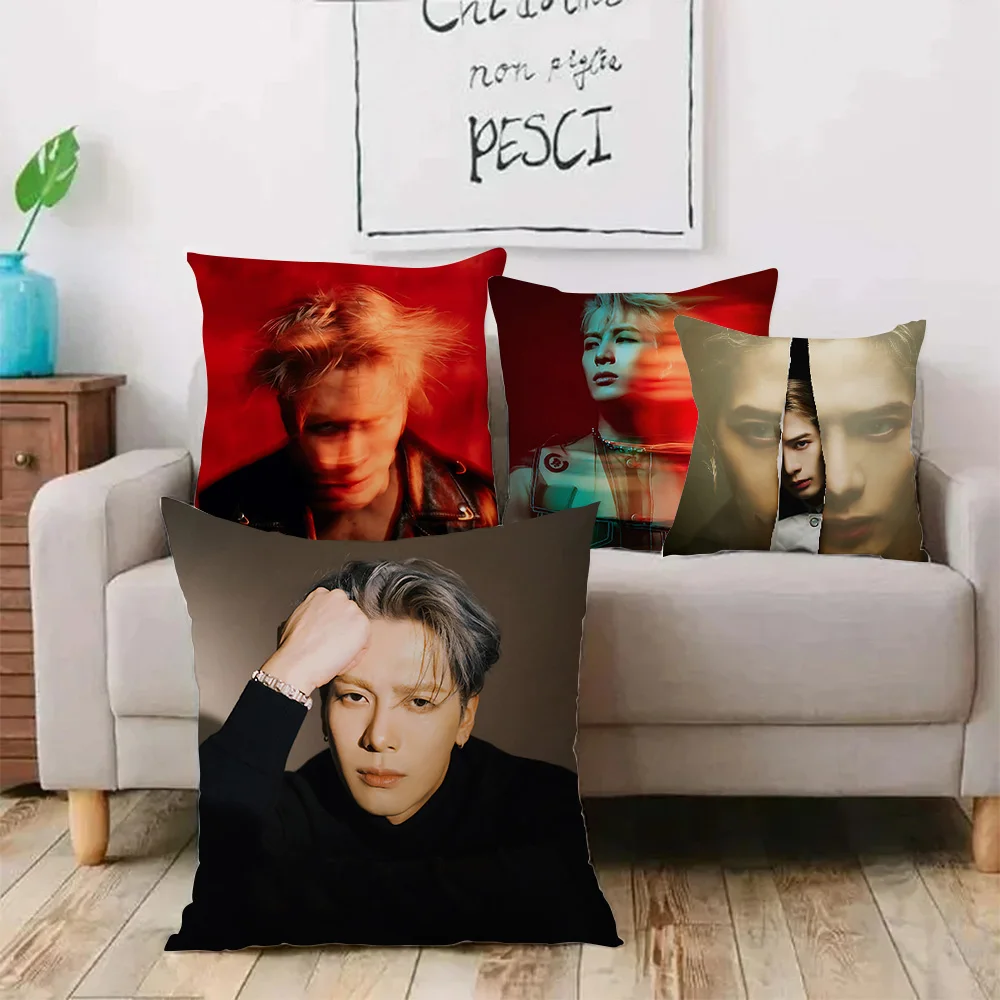 Jackson Wang Famous Singer Pillow Covers Cartoon Sofa Decorative Home Double-sided Printing Short Plush Cute Cushion Cover