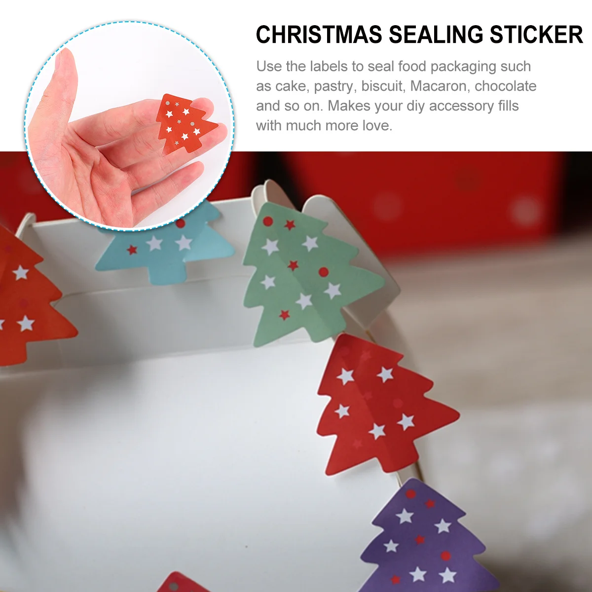 1 セットツリー型クリスマスレターシールステッカーカラフルなシールラベルキャンディービスケットバッグ包装クリスマスパーティーの装飾