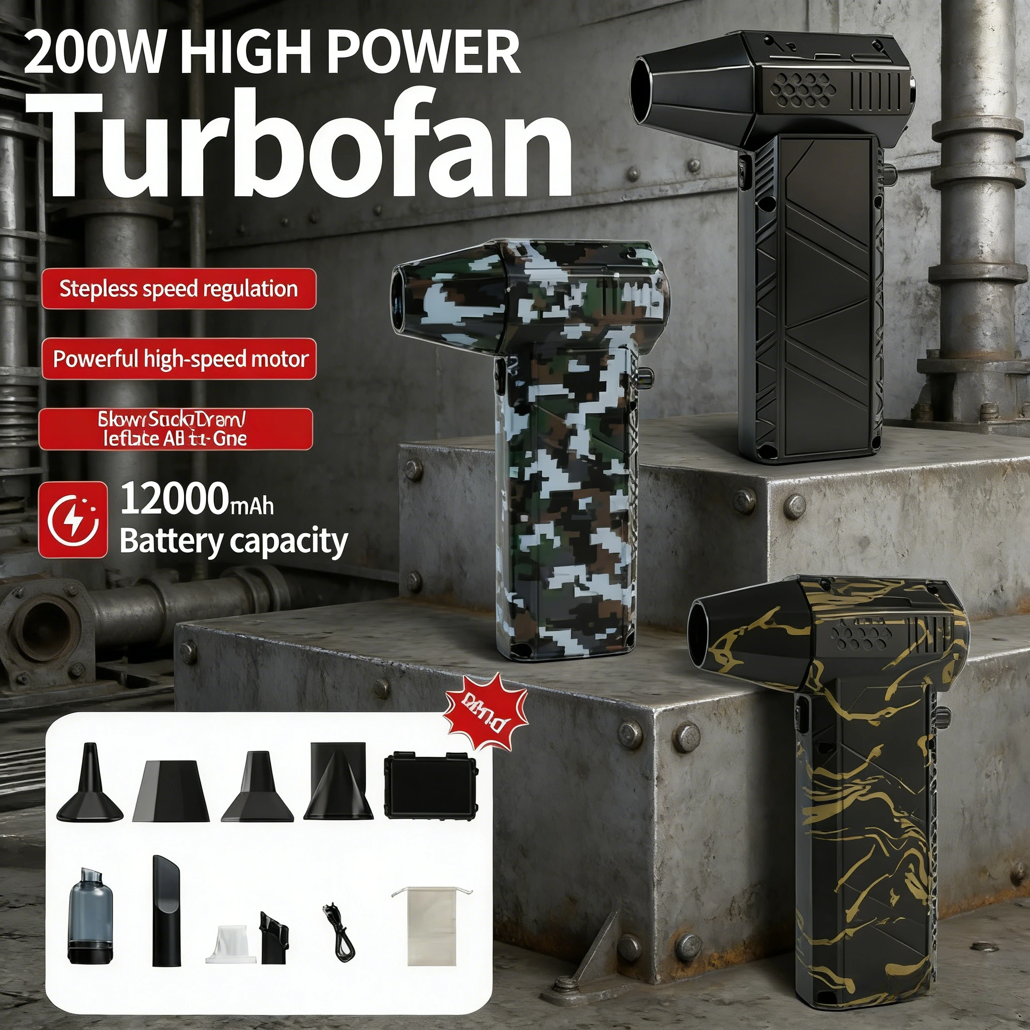 

Воздуходувка и пылесос 2-в-1 X16/X6 | Беспроводной пылесос с бесщеточным двигателем Type-C, 400000 об/мин, 53 м/с, для сильной струи воздуха