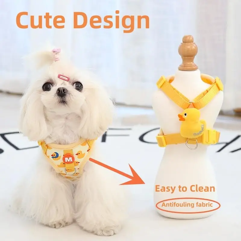 Small Dog Harness and Leash Set, Four-Point Adjustable Soft Mesh Dog Vest Harness and Quickly Release Buckle 5Ft Nylon Dog Leash view 5