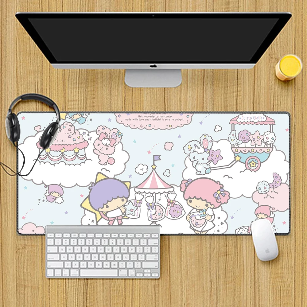 Little Twin Stars Mousepad HD Printing Computer Gamers Locking Edge Non-slip Mouse Pad XXL90x40cm Keyboard PC Desk Pad