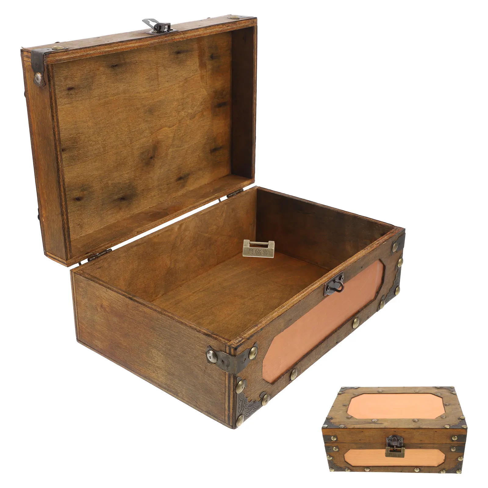 

Wooden Treasure Chest Lock Vintage Style Keepsake Storage Box Decorative Wood Box Home Decor Small Pirate Chest for