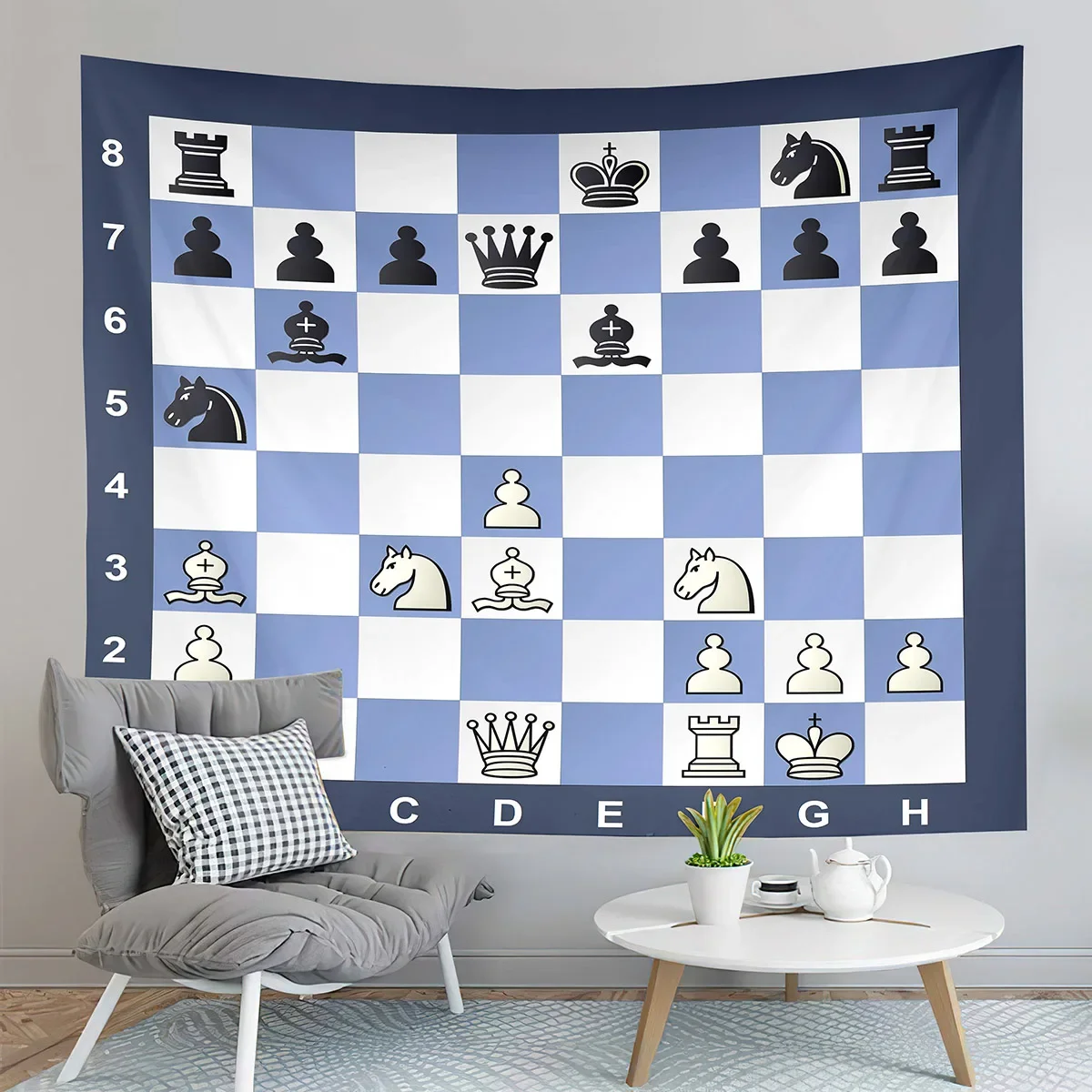 Chess Game Posters Tapestry Square Chessboard Tapestry Creative Arts Tapestry Wall Hanging Living Room Bedroom Dorm Tapestries