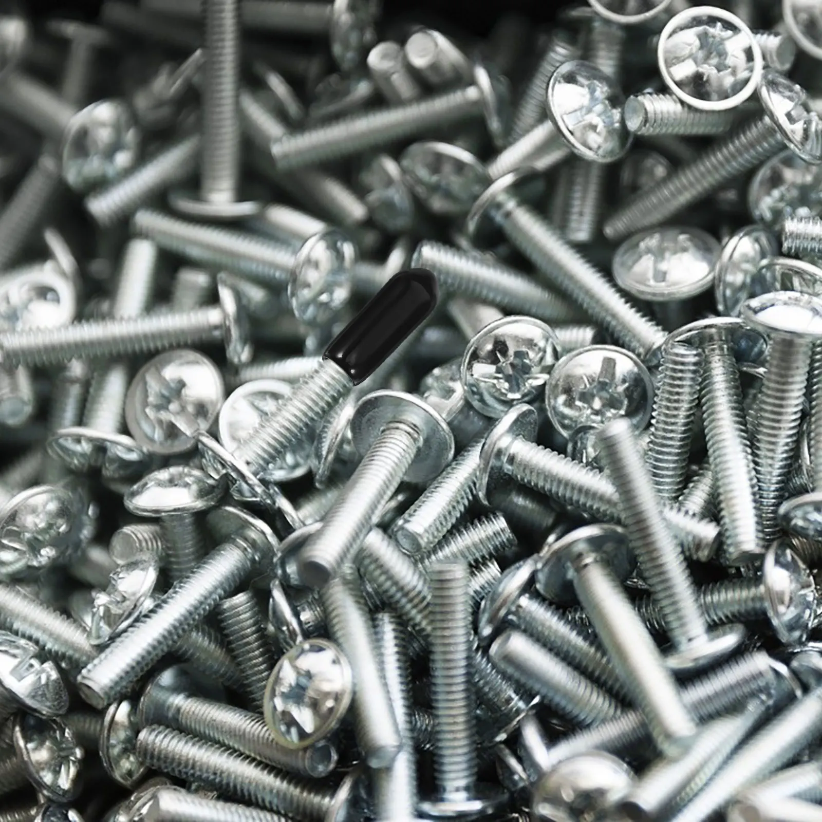 

100 Pcs PVC Sheath Decorative Screw Caps Protector Black Metal Tubing Rod Bolt End