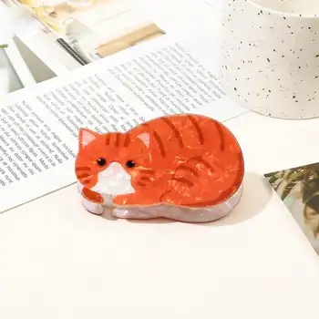 1/6個可愛甜美卡通橙色貓咪玩偶小貓髮夾 高級壓克力發爪 後腦勺捲髮鯊魚夾 10 最佳銷售 貓毛夾 - №5