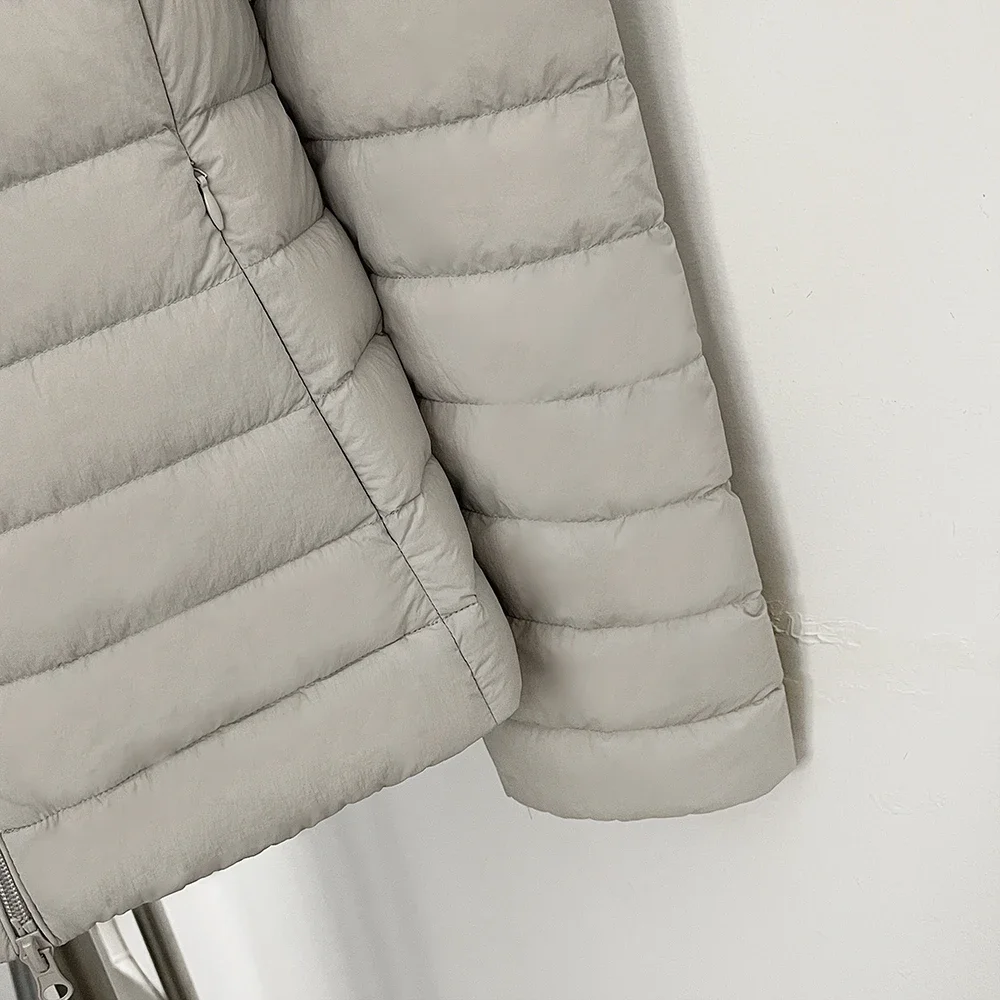 OFTBUY Daunenjacke mit echtem Fuchsfellkragen, leicht, gesteppt, mit Reißverschluss, neuer Winter-Puffermantel, kurze Daunenjacke mit Kapuze für Damen – Detail 8