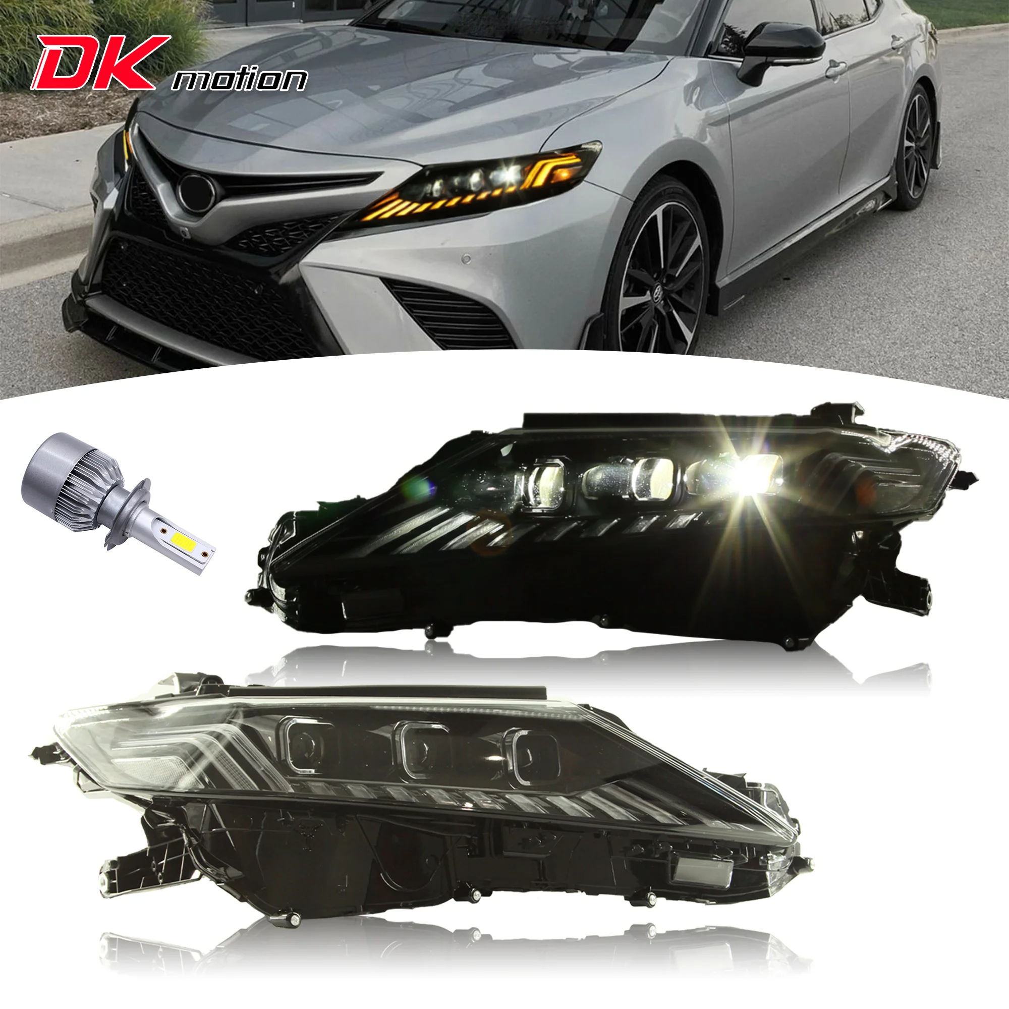 1 Pair LED Lens For Toyota 8th Camry XV70/SE/LE/XSE/XLE 2018-2022 Car Modified Head Lamps Assembly