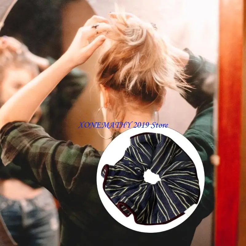 

F42F Striped Pattern Hair Scrunchies for Women Hair Elastic Hair Rings Aesthetic Hair Tie Hair Scrunchy Ponytail Hair Holder