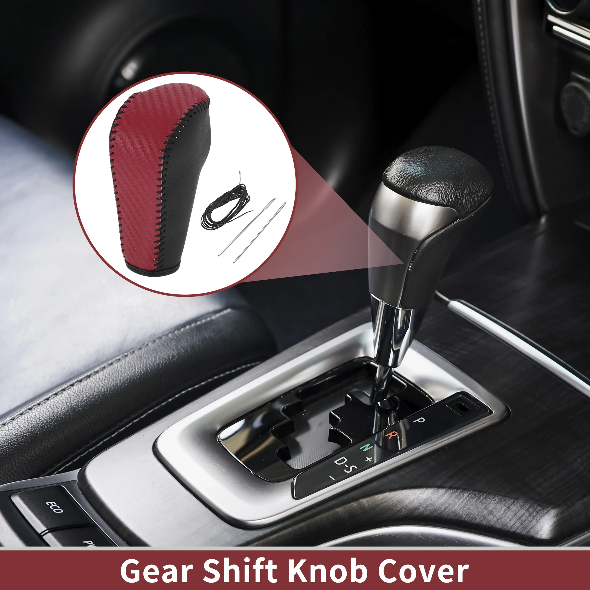 UXCELL Anti-Slip Gear Shift Knob Cover Car Stick Shifting Handle Protector for BMW 3 Series E90 2004-2012 Black Red