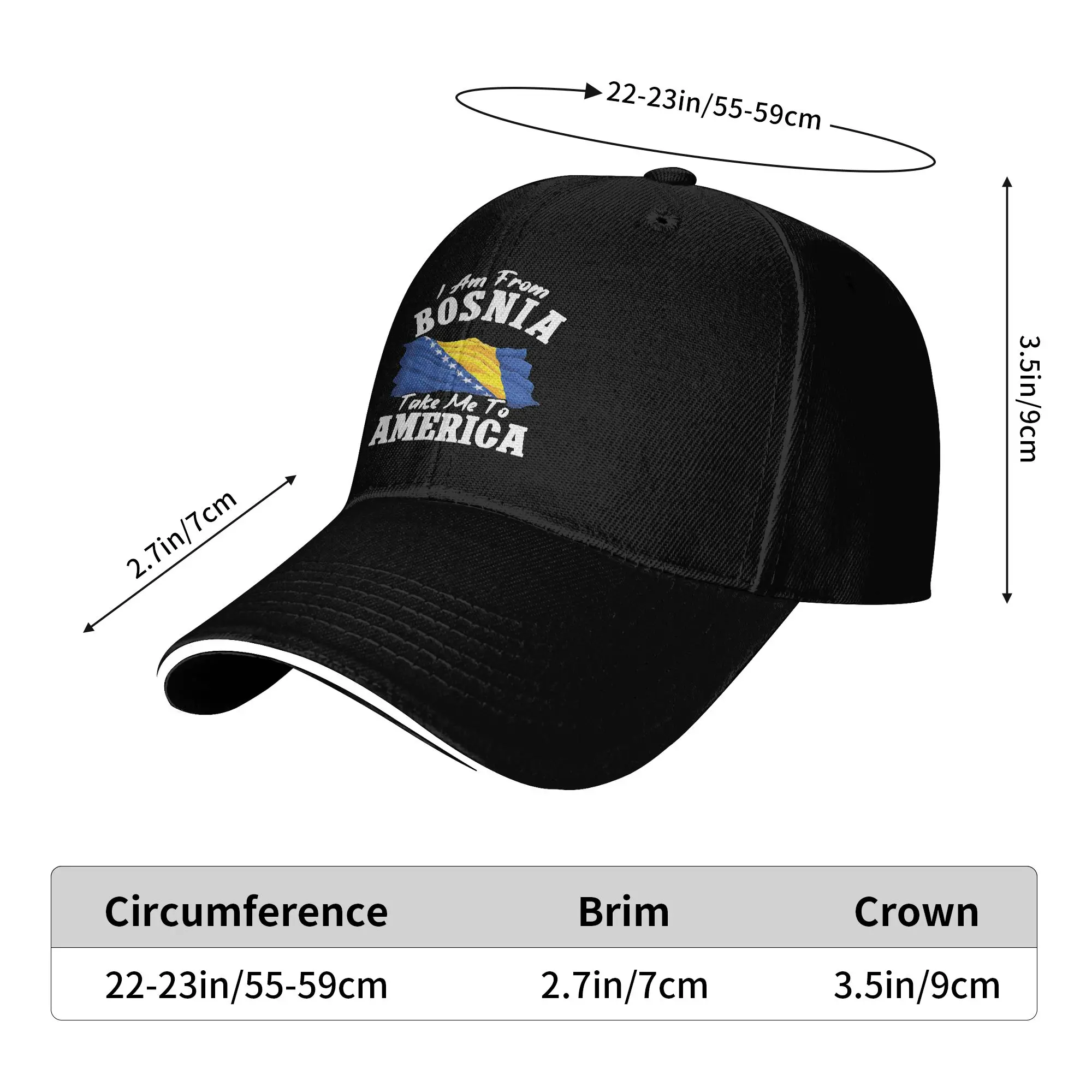 I Am from Bosnia Take Me to America Bosnian  Baseball Cap  Classic Hip Hop Hats Summer Female Male Kpop Rock Snapback Cap