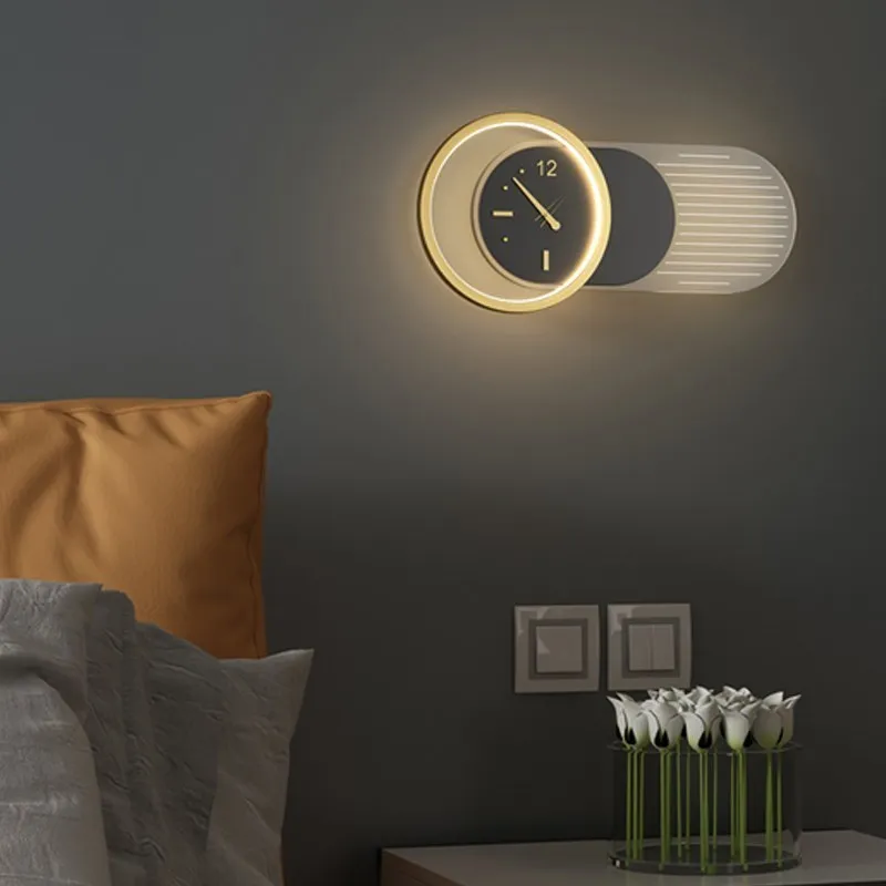 Nordic LED Wall Lamps Quiet  Art Clock Design Wall Sconce Creative Aisle Bedroom Living Room Background Wall Decor Wall Light