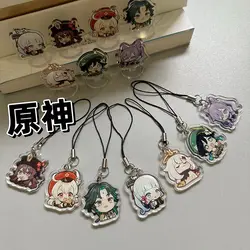 Game Impact Mini Venti Kamisato Ayaka Lanyards For IPhone/Xiaomi/Huawei Mobile Phone Case Keychain Car Key Chains Cover Hang