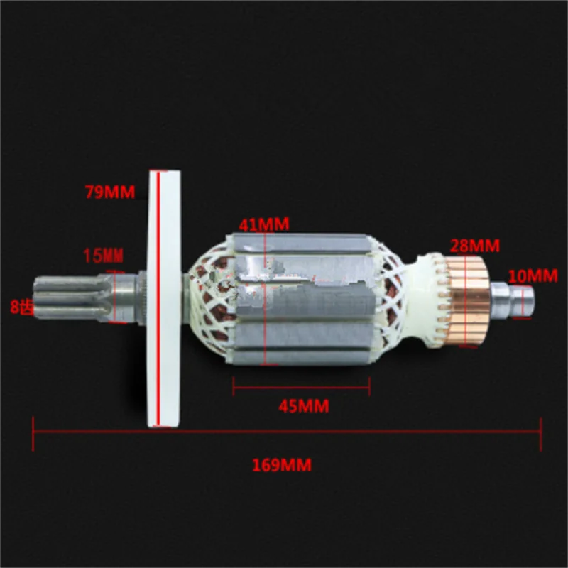 

1pc AC 220V Power Tool 8 Teeth Electric Motor Rotor (Rotor Core Size 41 x 45mm) /Stator for Hitachi 38E Electric Hammer