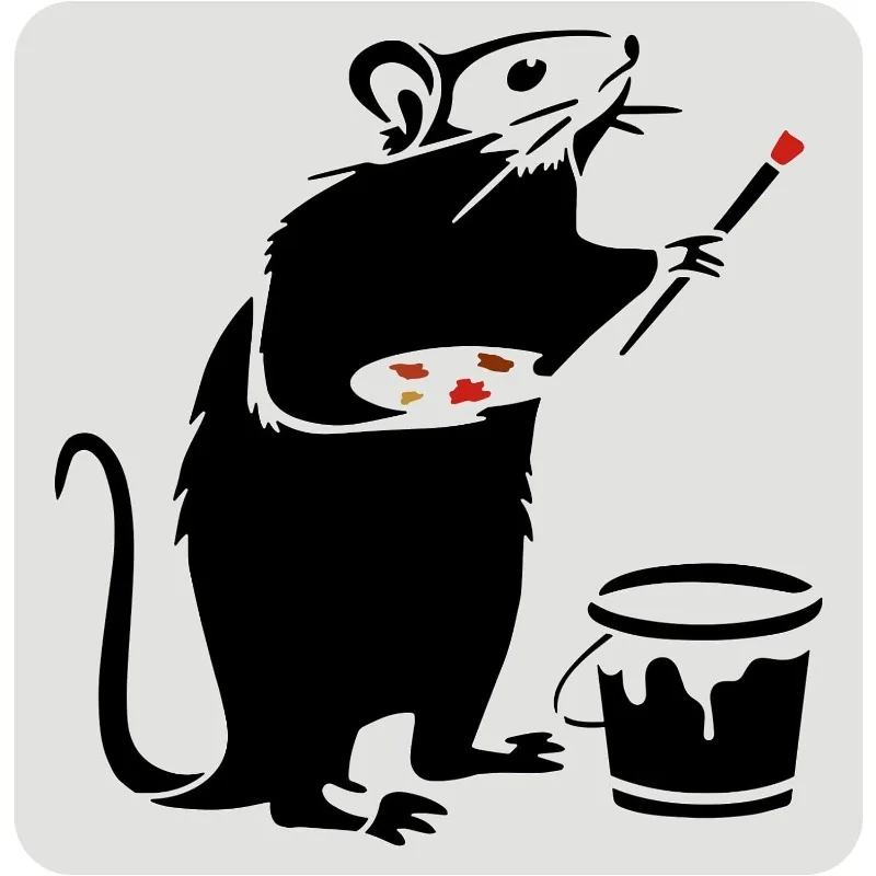 1pc Banksy Rat Stencil 11.8x11.8inch Plastic Graffiti Banksy Painting Mouse Stencil Prints Stencil Reusable Mouse Pattern