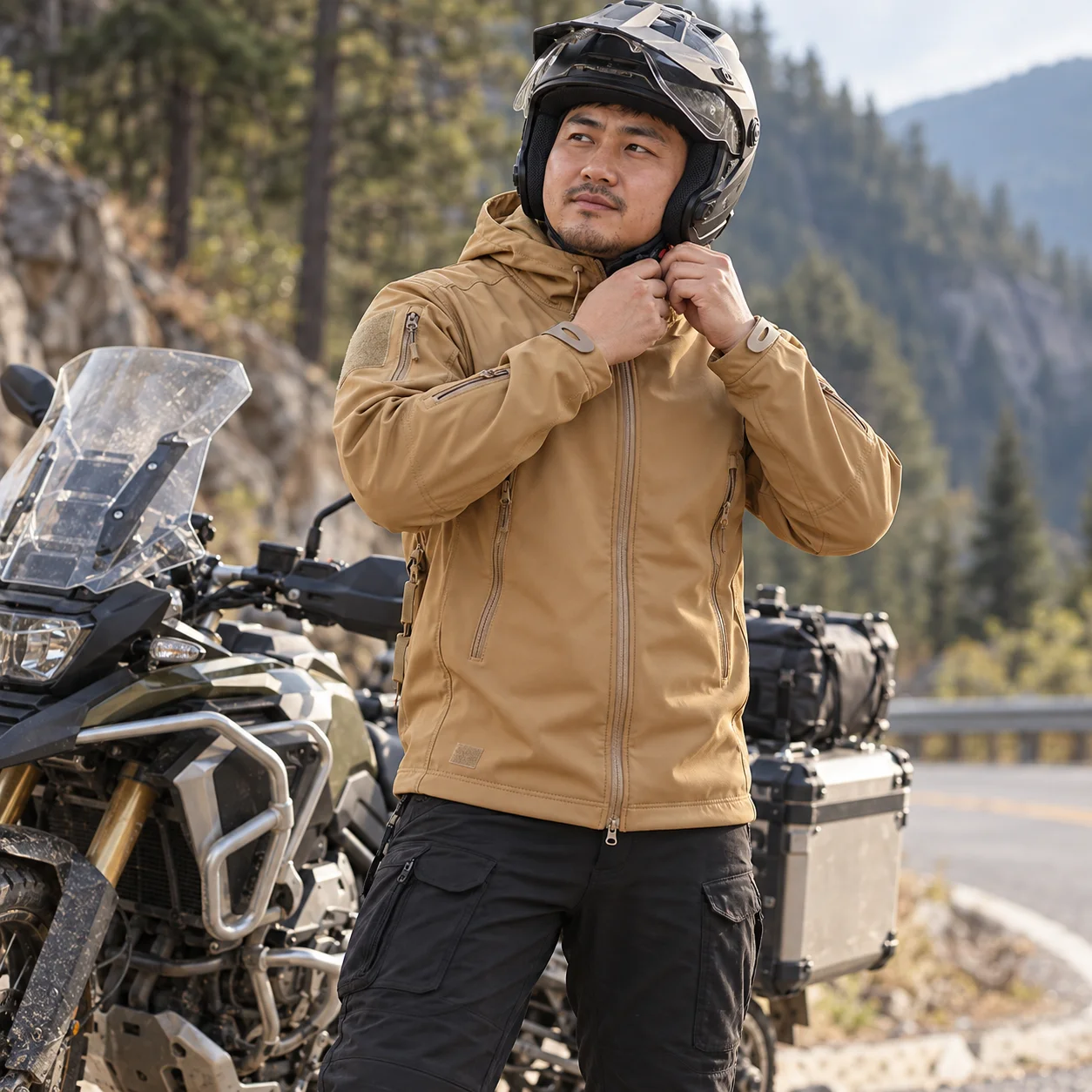 Motorcycle Shark Skin Soft Shell Jackets Men Tactical Windproof Waterproof Jacket Men Combat Jackets Mens Hooded Bomber Coats