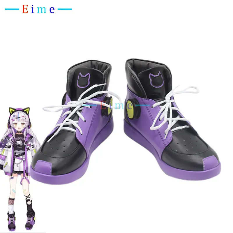 Murasaki Shion Cosplay Shoes PU Leather Shoes Halloween Carnival Boots Vtuber Cosplay Prop Custom Made