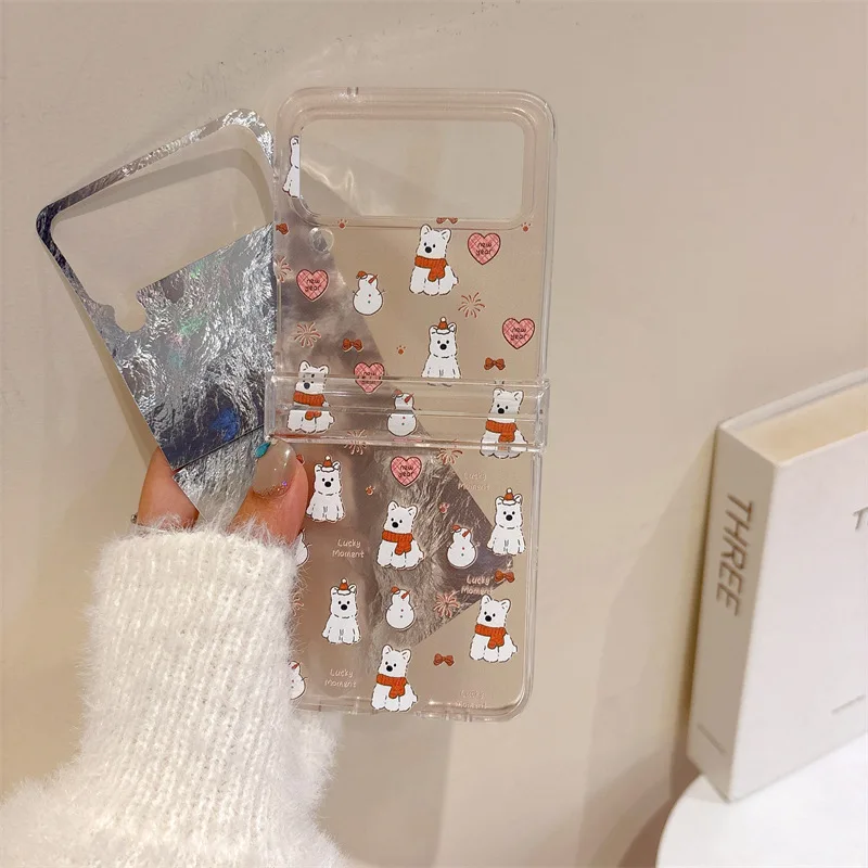 Cute Cartoon Scarf Bear Phone Case for Samsung Galaxy Z Flip 6 5 4 3 Protective Back Cover for ZFlip4 ZFlip5 ZFlip6 Case Shell
