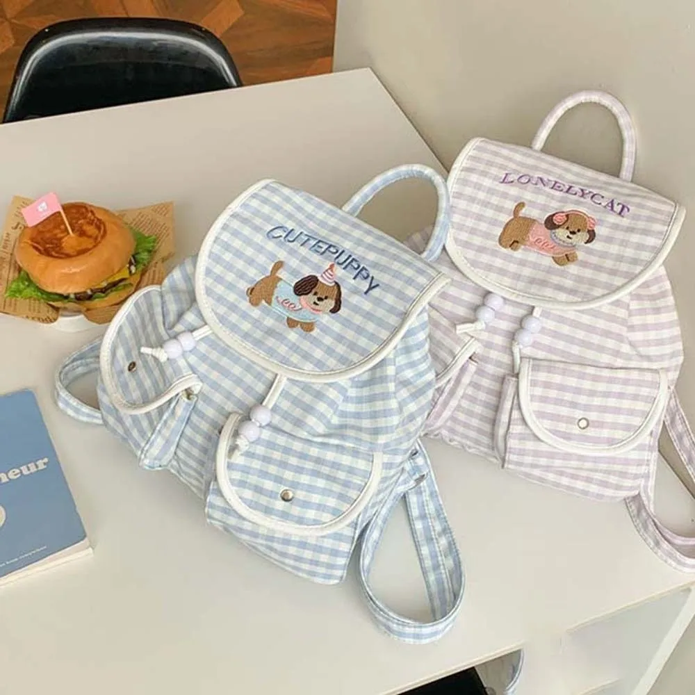 

Sweet Korean Drawstring Backpack Bow Large Capacity Women Daily School Bag Magnetic Button Scratch Prevention