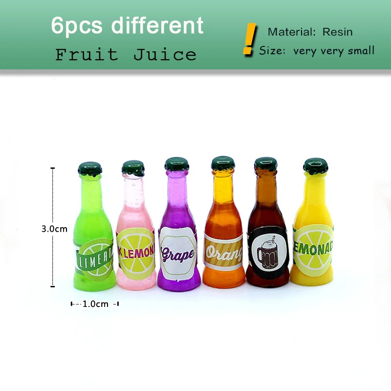 Simulation Fruit Juice Mini Bottle Miniature Figurine Modern Dollhouse Decoration Kitchen Room Ornament Desk DIY Accessories