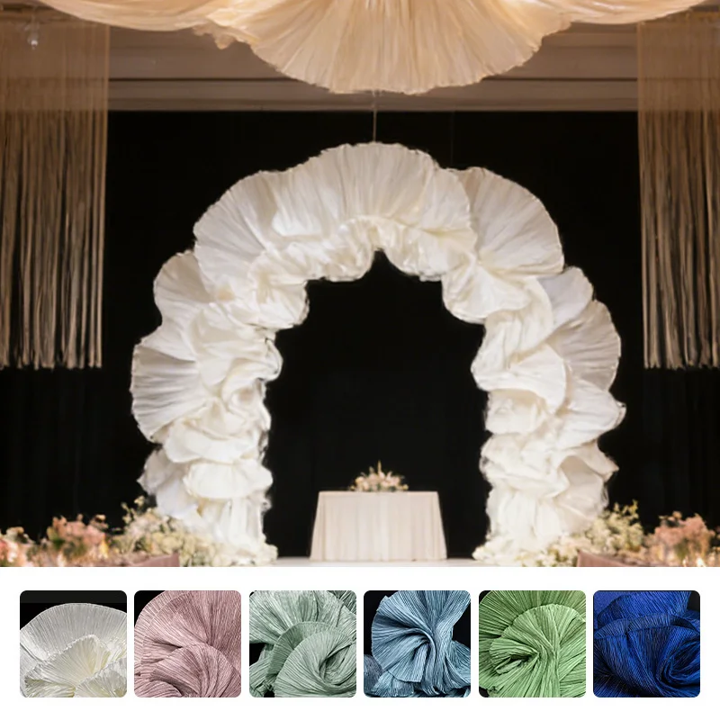 

Складчатая ткань из шелкового атласа с блеском, плиссированный дизайн для вечерних и выпускных платьев, дизайнерский материал для пэчворка