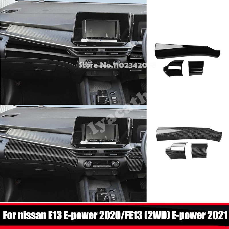 RHD For Nissan note E13 e-POWER 2020  FE13(2WD) e-POWER 2021 ABS carbonfiber black Center Control panle interior Accessories