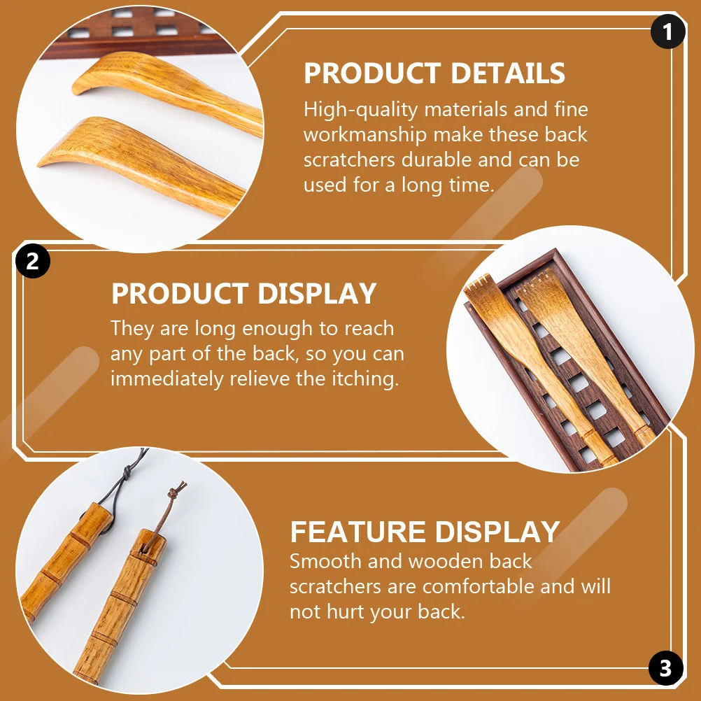 

2pcs Bamboo Joint Itch Scratcher Long Handle Wooden Back Scratcher For Relief Comfortable Massager Tool Back Scratchers