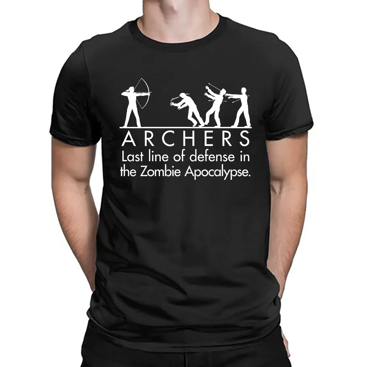 Classic Archery Lover Bow Arrow Sports Fitness Graphic Tshirts Unisex Vintage Camisetas Men Clothing Archers VS Zombies T Shirt