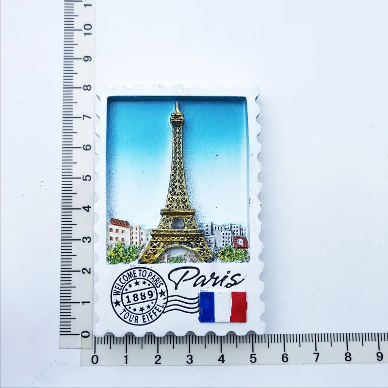 Exquisite Paris Landmark Stamp Fridge Magnet Personalized Decoration Message Sticker Crafts Tourism Souvenir