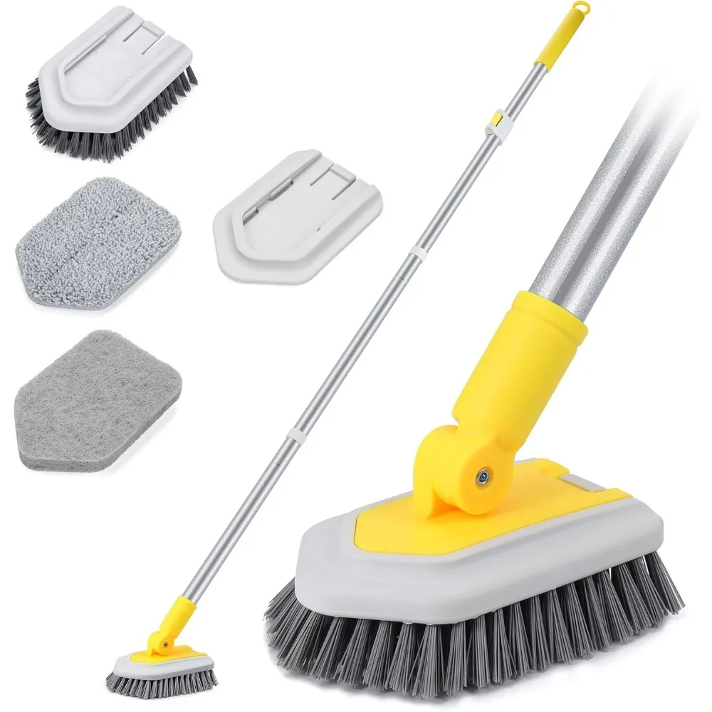 

Щетка для чистки душа с запирающей насадкой, щетка для чистки плитки для ванны 3 в 1 с выдвижной длинной ручкой длиной 50 дюймов, жесткая щетина, мочающаяся