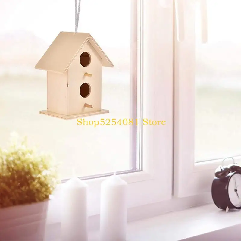 AXYC Bluebirds House Solid Wood Birdhouse Hanging Nice Bird Nest Designed with Entrances and Perches for Small Birds