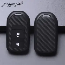Jingyuqin Silikon Carbon Auto Schlüssel Abdeckung Faser Fall Für Honda Vezel stadt civic Jazz BRV BR-V HRV Fit Fernbedienung Schlüssel Jacke auto-stying