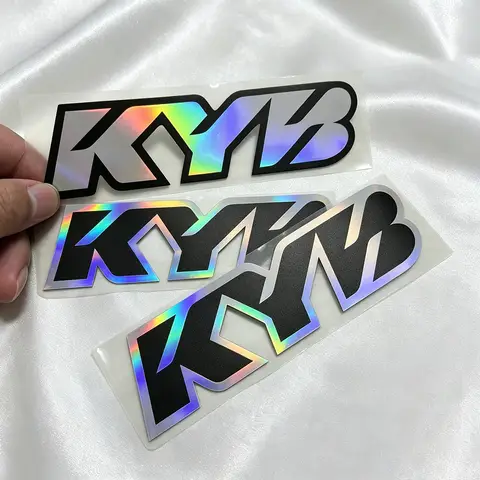 A Pair Laser KYB Logo Motorcycle Front Forks Stickers Waterproof  Reflective Decals for YAMAHA HONDA Suzuki Kawasaki KTM