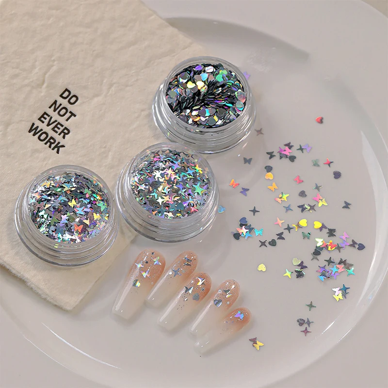 

Holographic Silver Nail Glitter Laser Star Shape Sequins Sparkly Flakes Paillette DIY Nail Art Decorations Slices Accessories