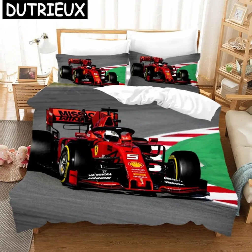 

Red Racing Car 3D Boy Bedding Set F1 Game Racer Printing Duvet Cover 2/3pcs Bedclothes With Pillowcase Twin Full Bedspread